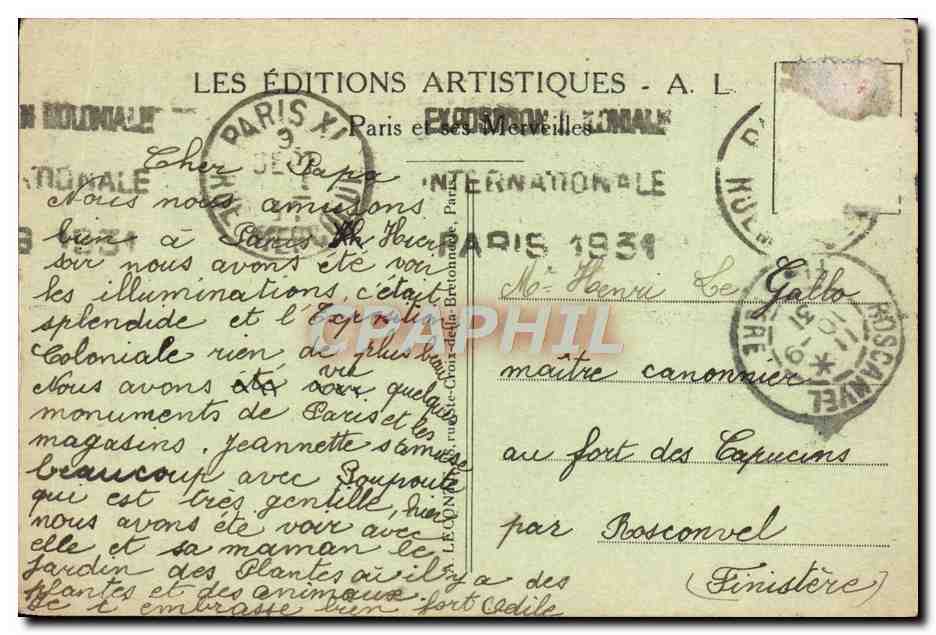 CPA Paris Place De La Nation Le Triomphe De La Republique Enfants — Rückseite