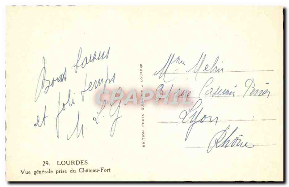 CPM Lourdes Vue Generale Prise Du Chateau Fort — Verso
