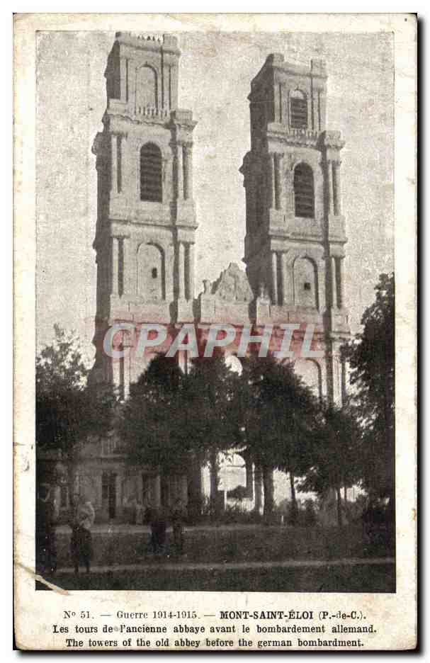 CPA Mont Saint Eloi Les Tours De l'Ancienne Abbaye Avant Le bombardement Militaria