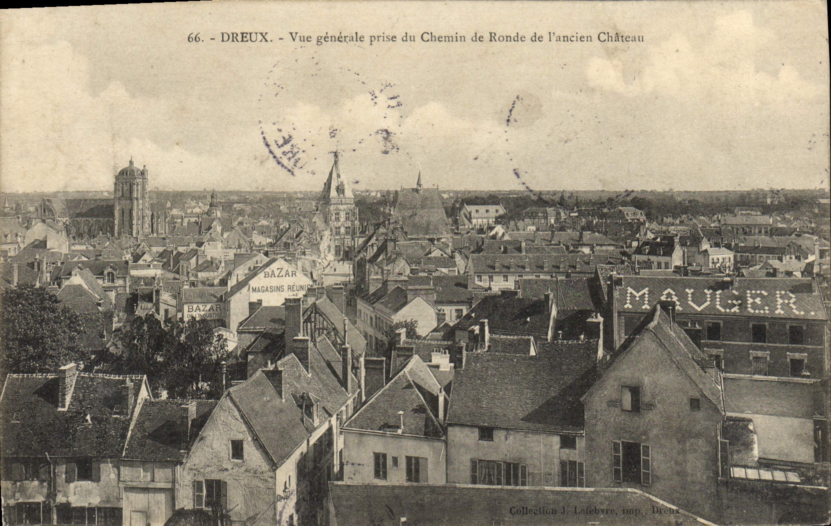 Antike Ansichtskarte Dreux Allgemeiner Blick vom Schlossweg