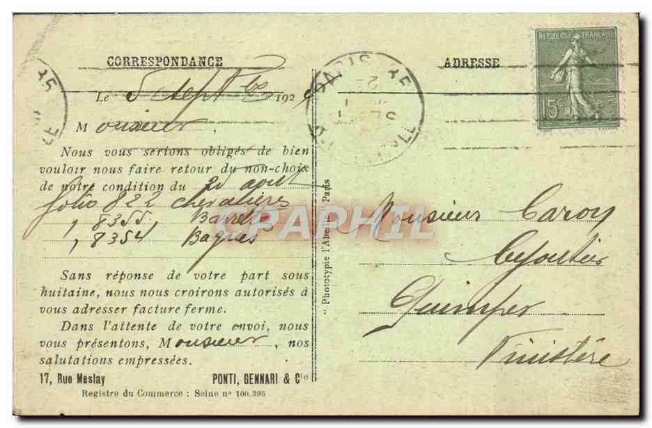 CPA Paris La Chambre des Deputes et le Pont de la Concorde Bateau Peniche  — Rückseite