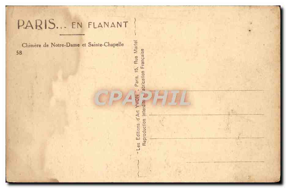 CPA Paris En Flanant Chimere De Notre Dame Et Sainte Chapelle — Rückseite