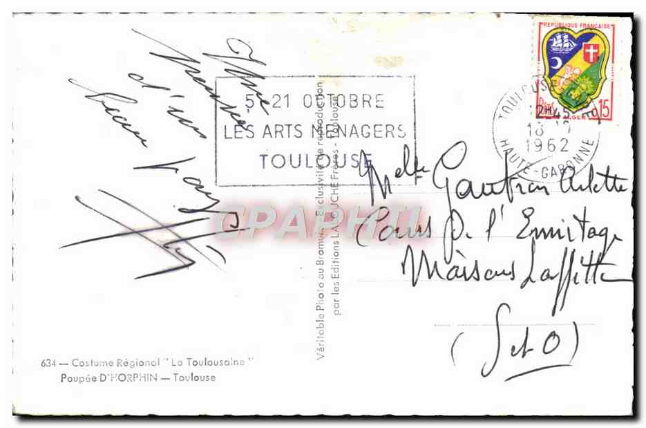 CPA Toulouse Poupee Folklore — Rückseite
