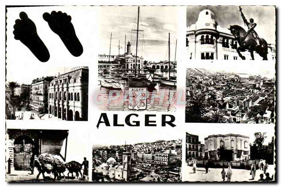 CPM Alger Collection Pieds Noirs L'amiraute Statue de Jeanne d'Arc devant l'hotel des Postes Teleferique