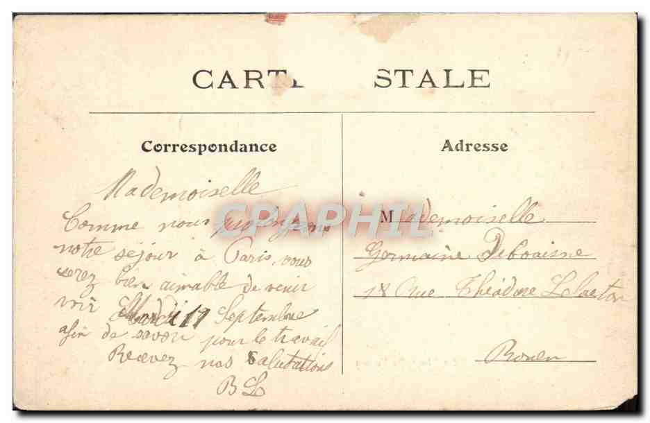 CPA Paris La Place des Vosges — Rückseite