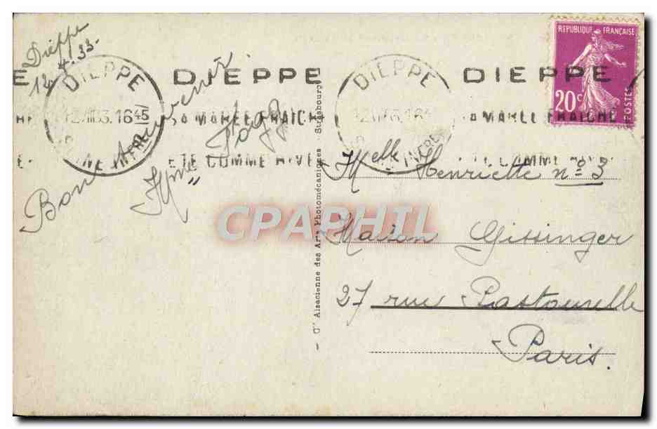 CPA Dieppe Le Casino et le Chateau — Rückseite
