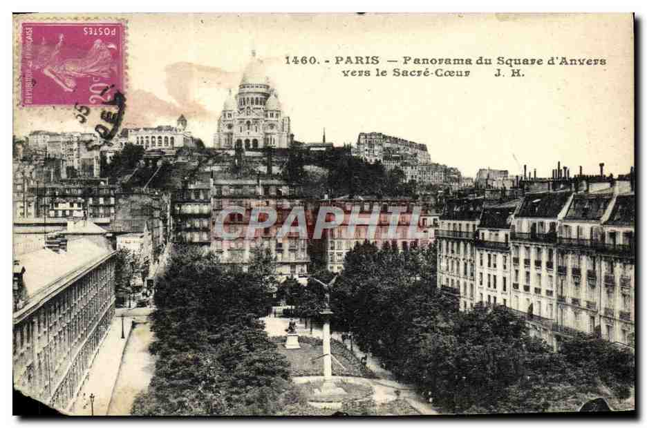 CPA Paris Panorama du Square d'Anvers vers le Sacre Coeur 