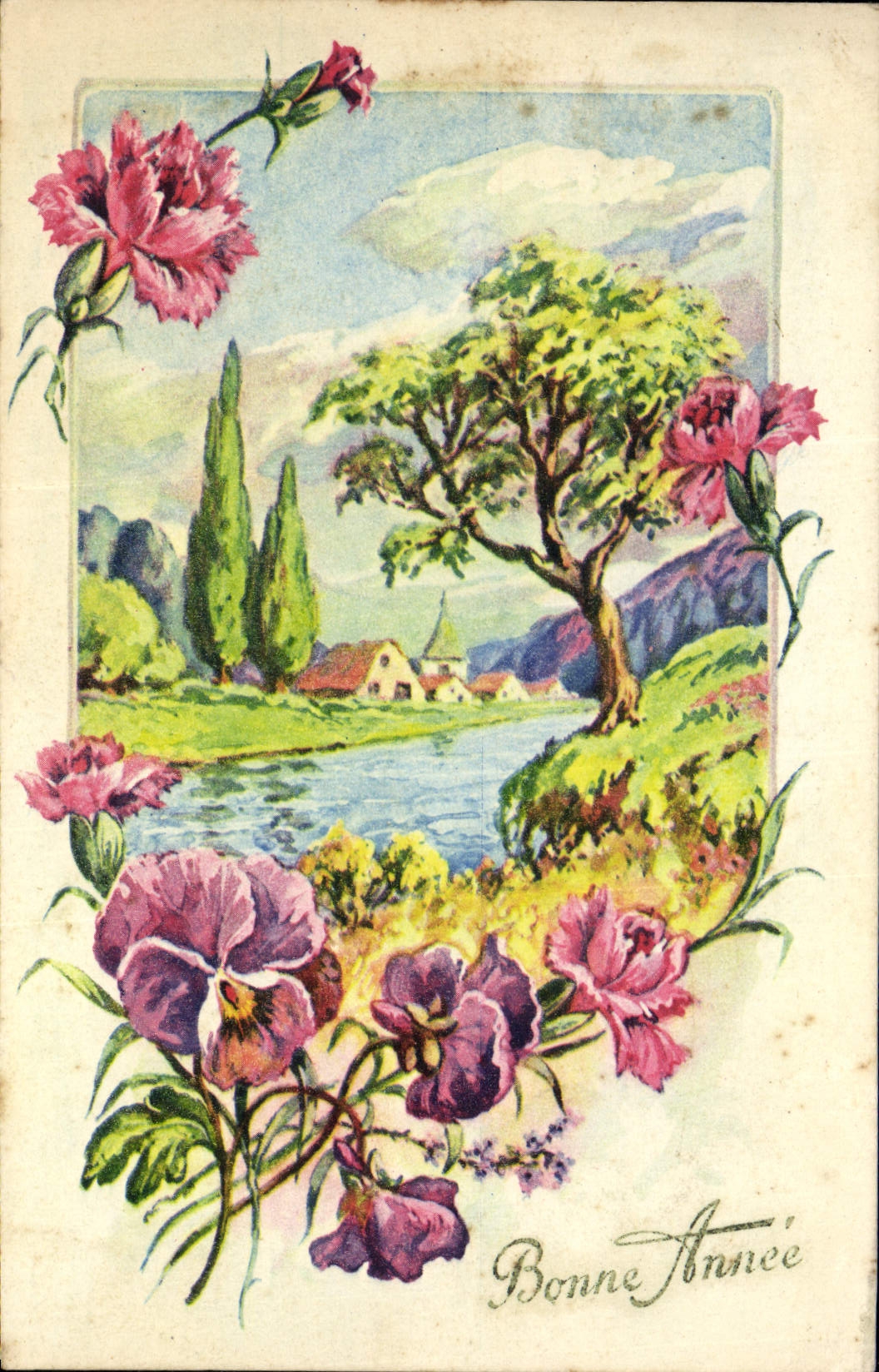 CPA Fleurs Bonne annee