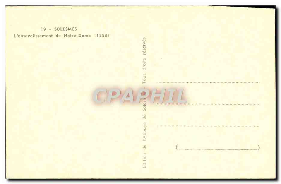 CPA Abbaye De Solesmes Les Saints L'ensevelissement de Notre Dame — Verso