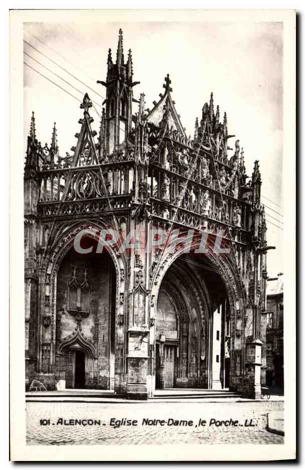 CPA Alencon Eglise Notre Dame le Porche
