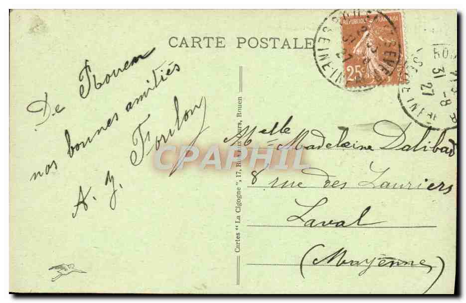 CPA Rouen Pont Boieldieu et Rue Grand Pont Tramway — Rückseite