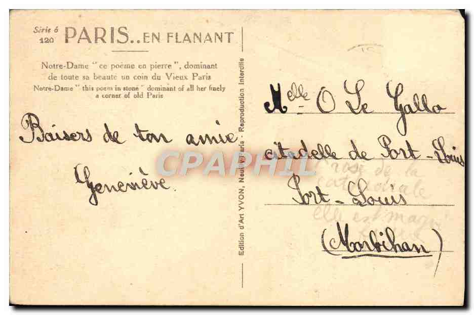 CPA Paris Notre Dame Abside de la Cathedrale  — Rückseite