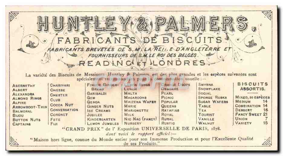 Chromo Esquimaux Luge Biscuits Huntley & Palmers — Verso