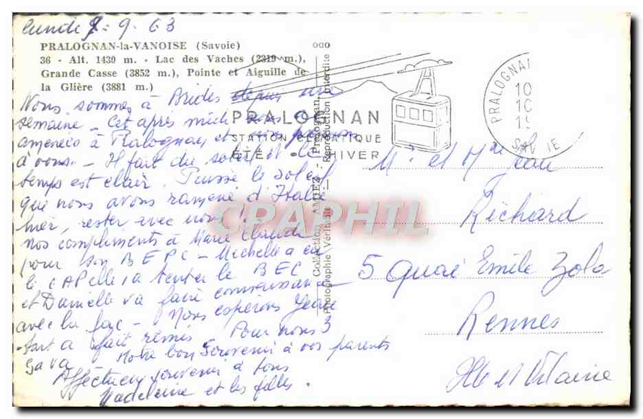 Pralognan La Vanoise — Alta montaña — Editor no identificado, número de serie no visible — Reverso