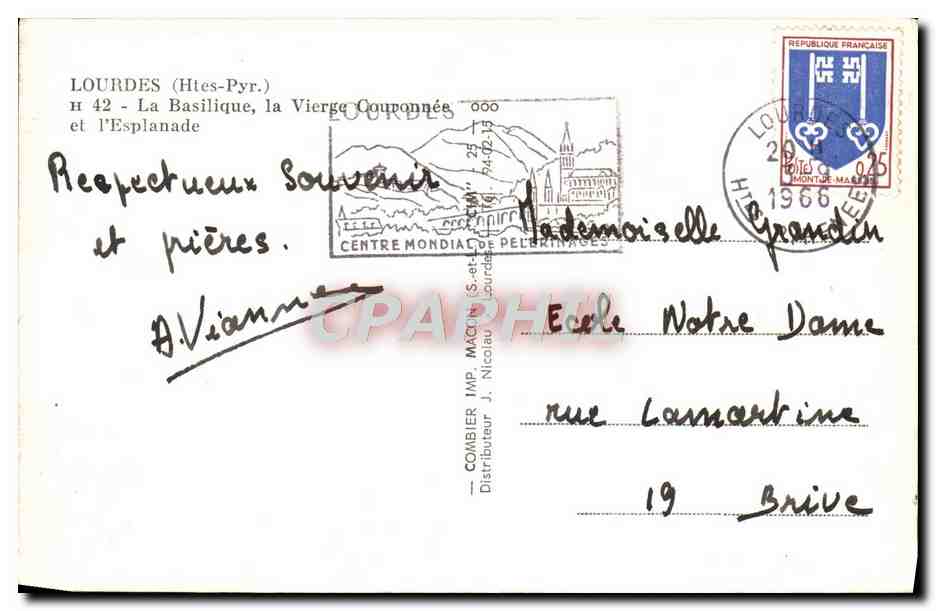 CPA Lourdes La Basilique la Vierge Couronnee — Verso