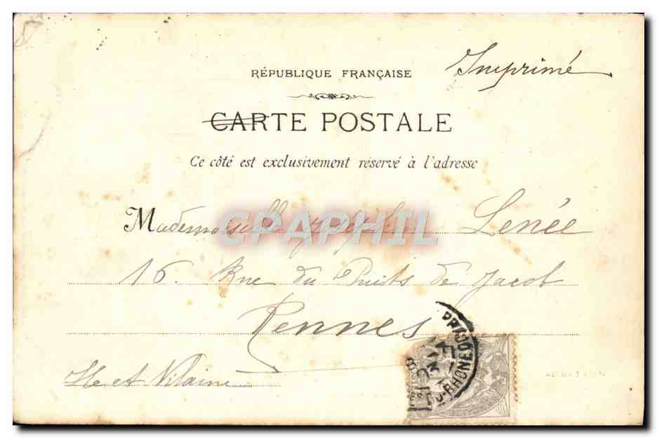Tarjeta postal antigua Marsella Plaza Castellane Tranvía — Reverso