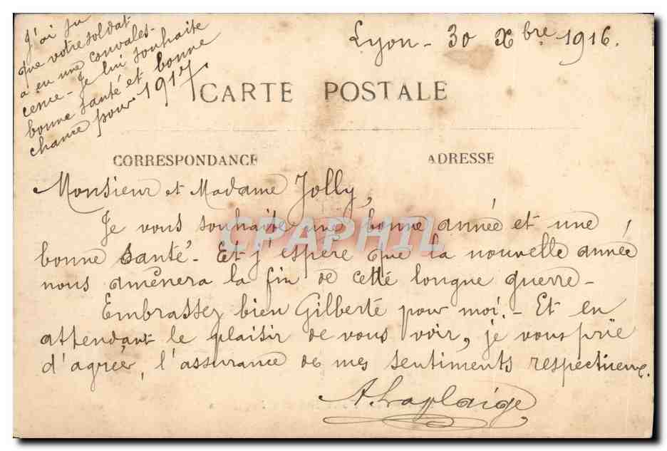 CPA Lyon La Ponteine des Jaoobins — Verso