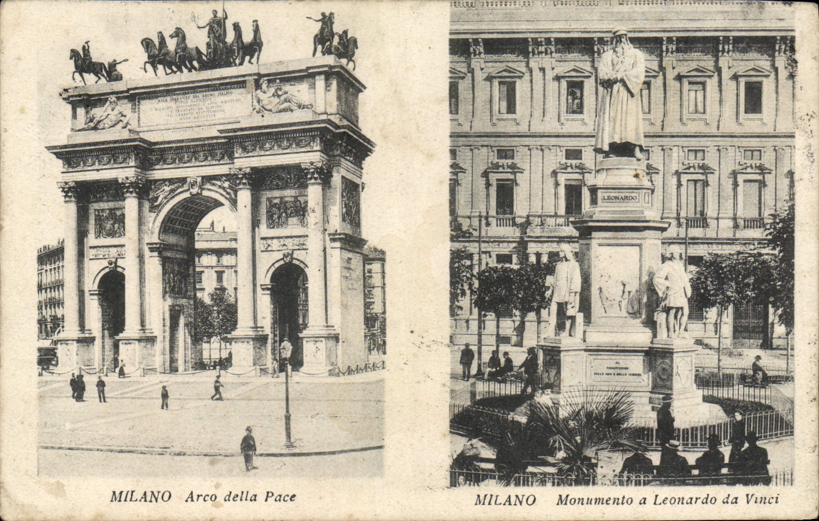 CPA Milano Arco Della Pace Monumento a leonardo da Vinci