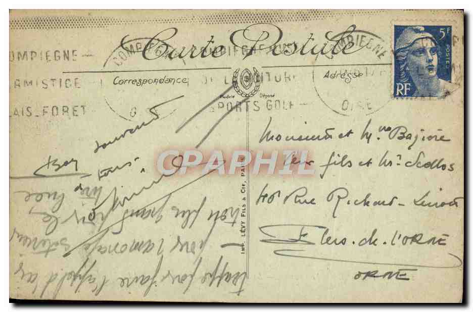 Compiègne — Le Château — Salle du Conseil des Ministres — LL. — N° 22 — Reverso