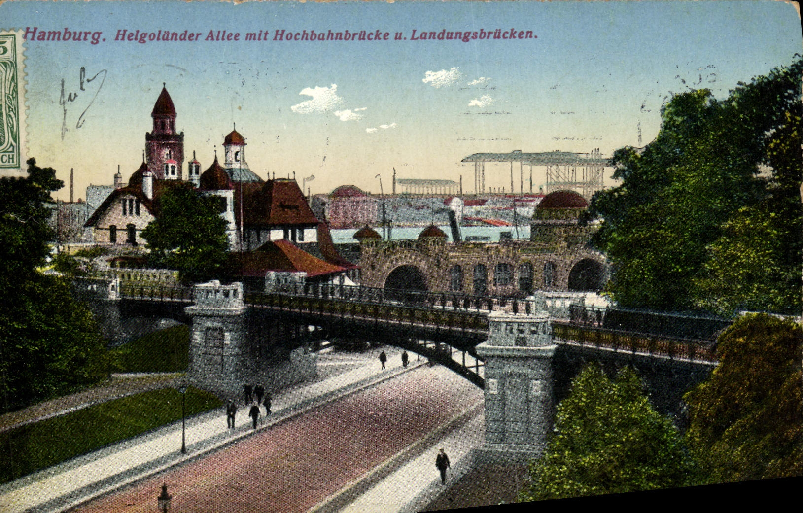 CPA Hamburg Helgolander Allee Mit Hochbhnbricke u Landungsbrucken