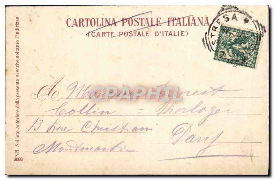CPA Lago Maggiore Stresa vista del collegio Rosmini — Rückseite