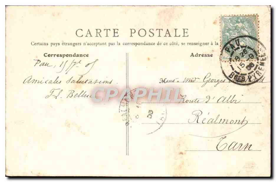 CPA Pau Le Chateau Et Le Parc — Rückseite