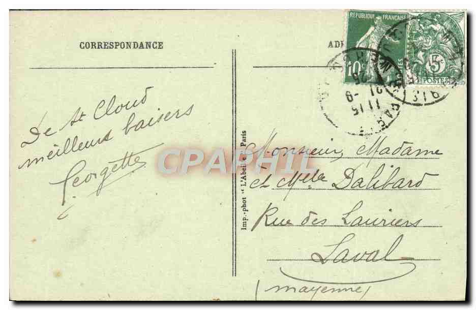 CPA Saint Cloud Chemin Du Saut Du Loup Et Pont Du Diable  — Rückseite