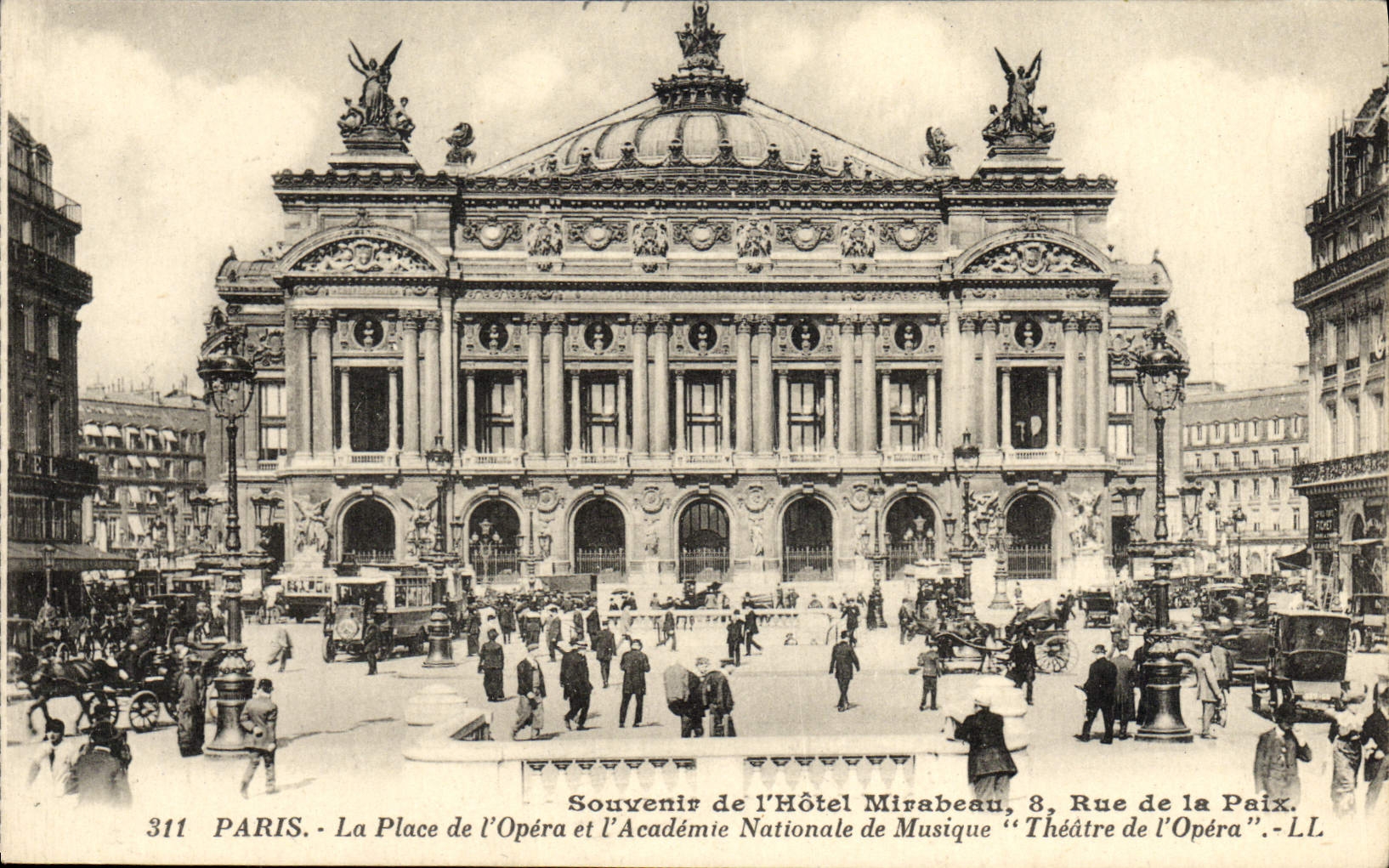 CPA Souvenir De l'Hotel Mirabeau Rue De La Paix Paris La Place De l'Opera Et l'Academie Nationale De Musique