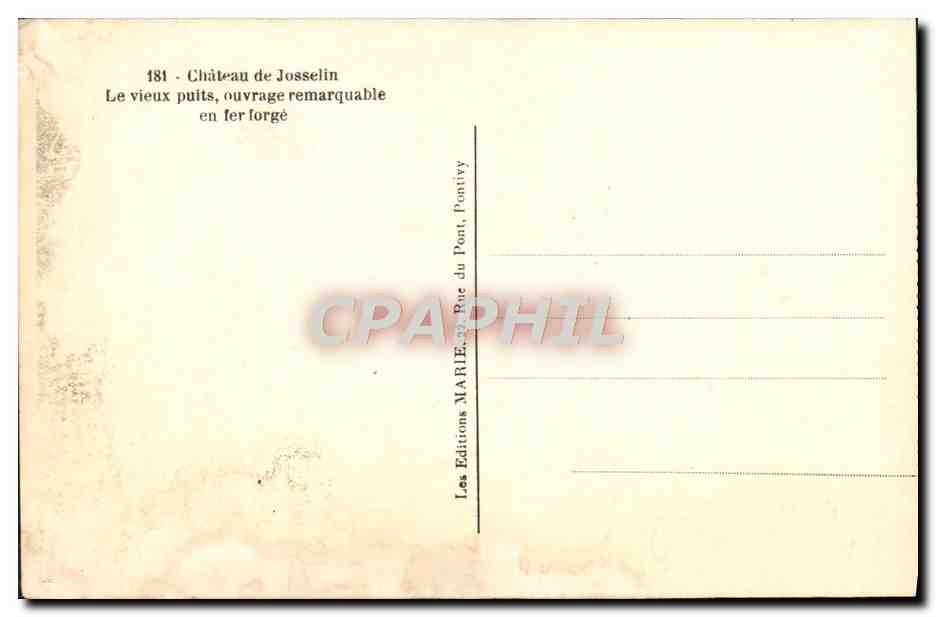 CPM Chateau De Josselin Le Vieux Puits Ouvrage Remarquable en Fer Forge — Verso