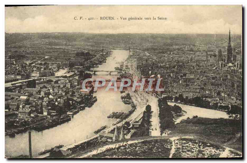 CPA Rouen Vue Generale Vers La Seine