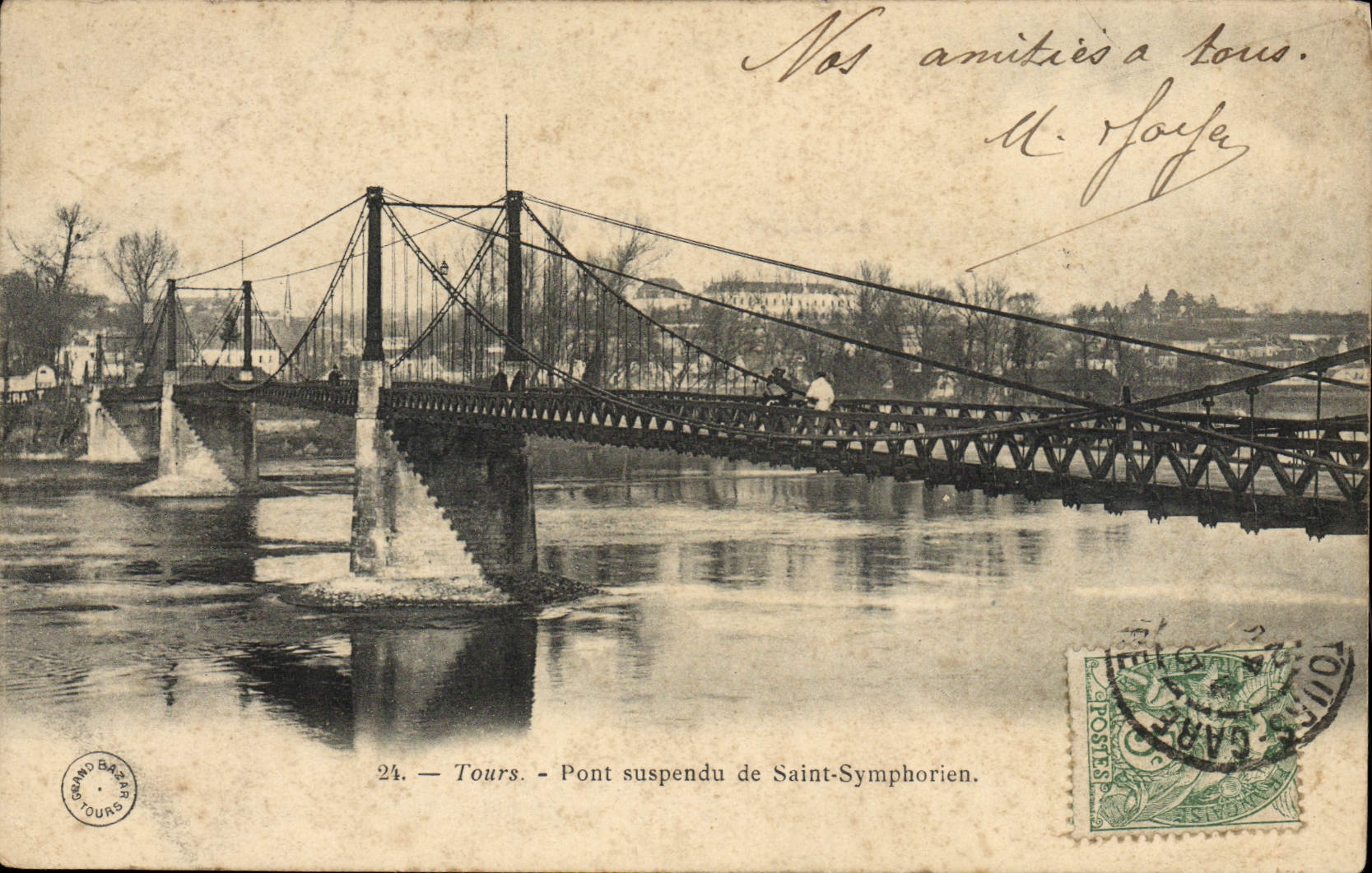 CPA Tours Pont Suspendu De Saint Symphorien