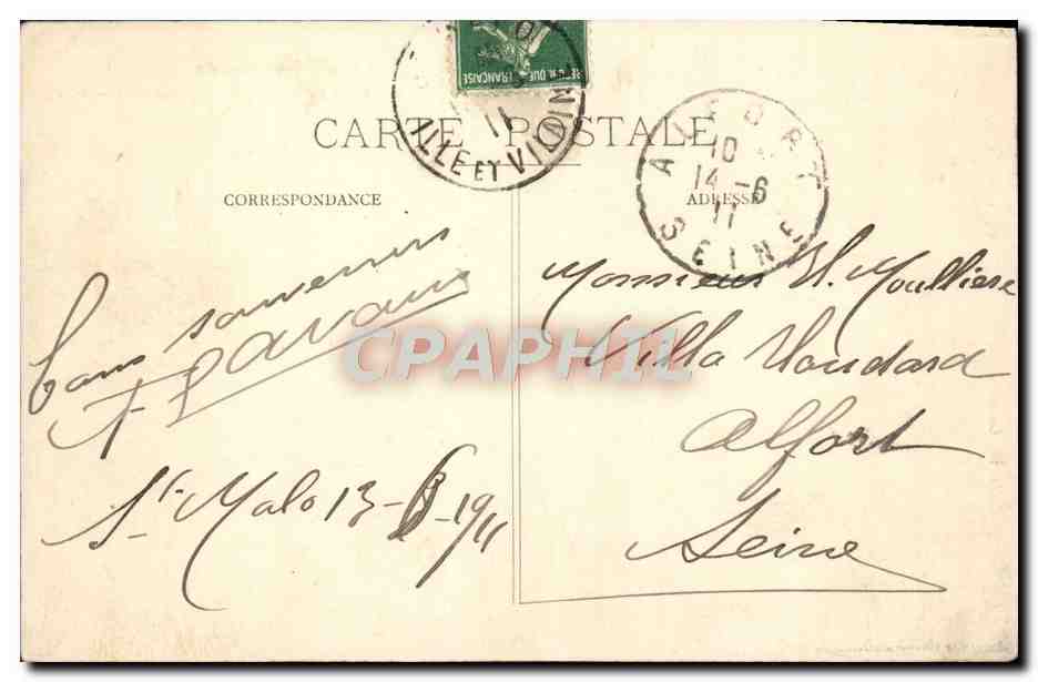 CPA Cote d'Emeraude St Malo Le Tombeau Du Chateaubriand Botrel — Verso
