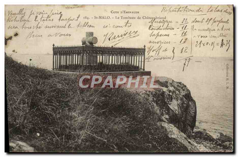 CPA Cote d'Emeraude St Malo Le Tombeau Du Chateaubriand
