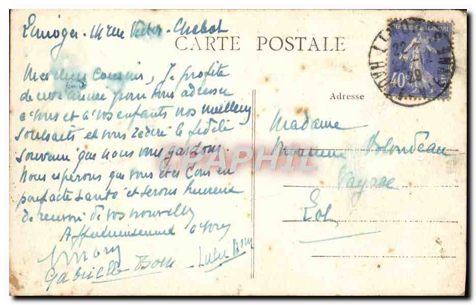 CPA Limoges Nouvelles Gare Limoges Benedictins — Rückseite