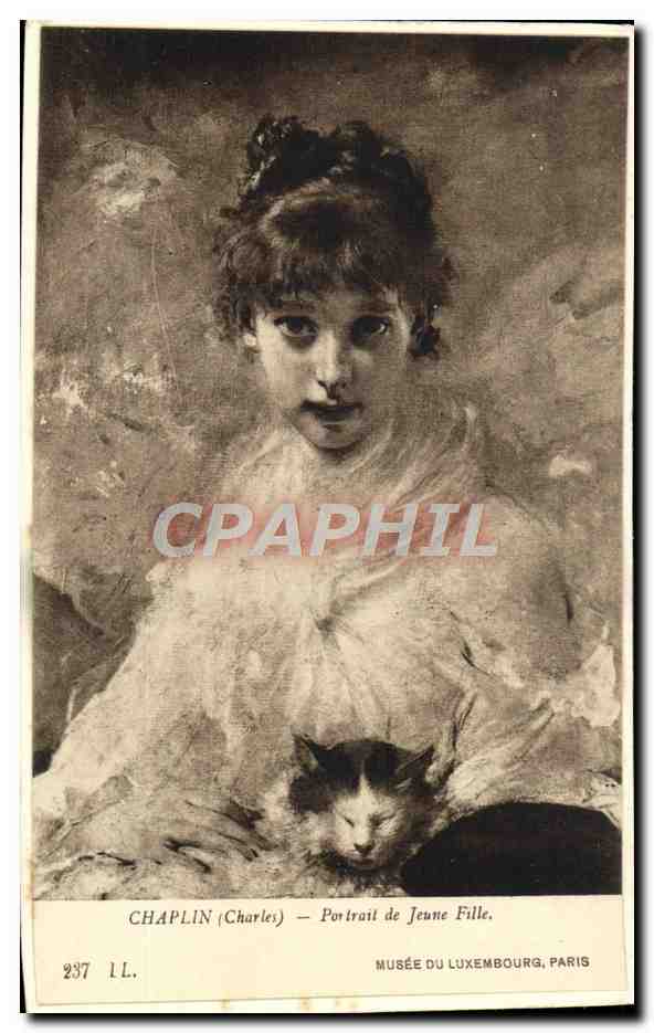 CPA Chaplin Portrait De Jeune Fille Chat Musee du Luxembourg Paris 