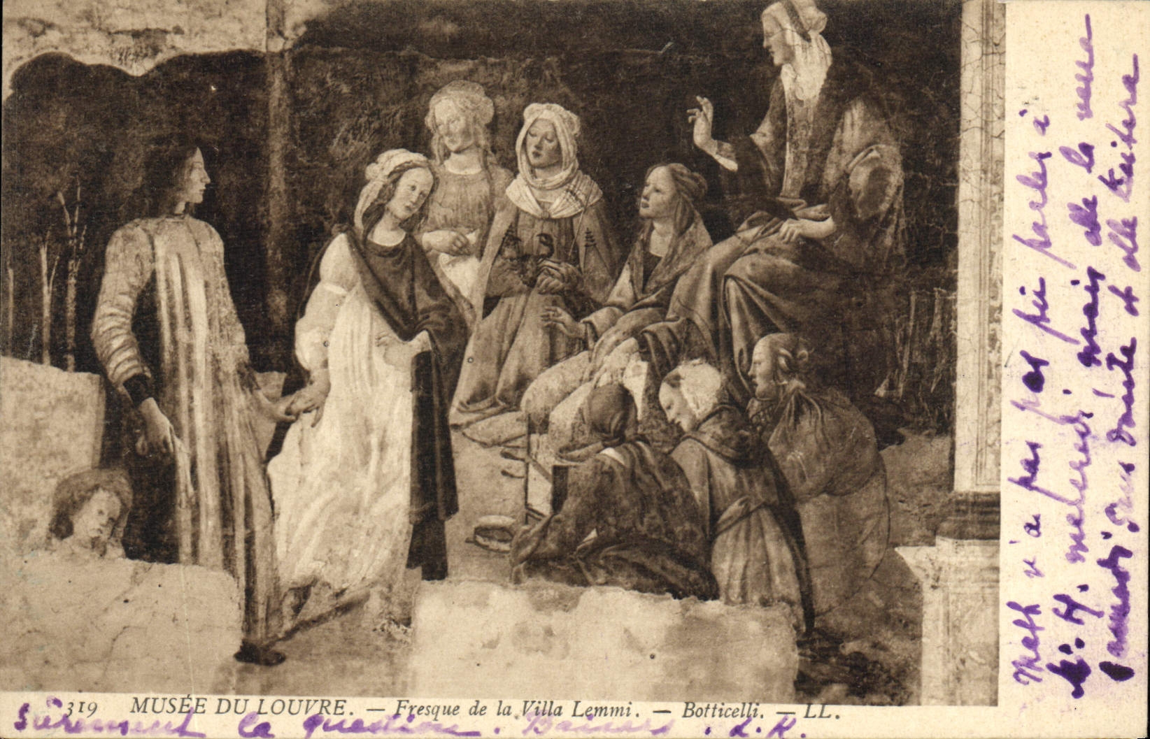 CPA Musee Du Louvre Fresque De La Villa Lemmi Botticelli