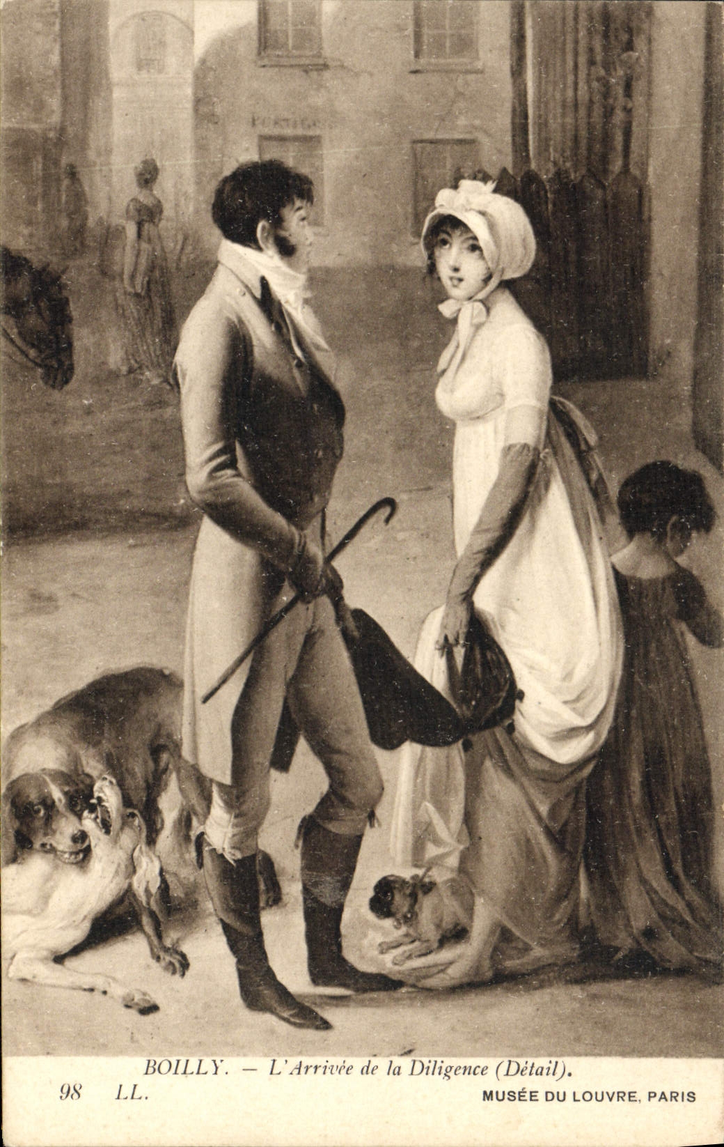CPA Boilly L'Arrivee De La Diligence Musee du Louvre Paris Chien