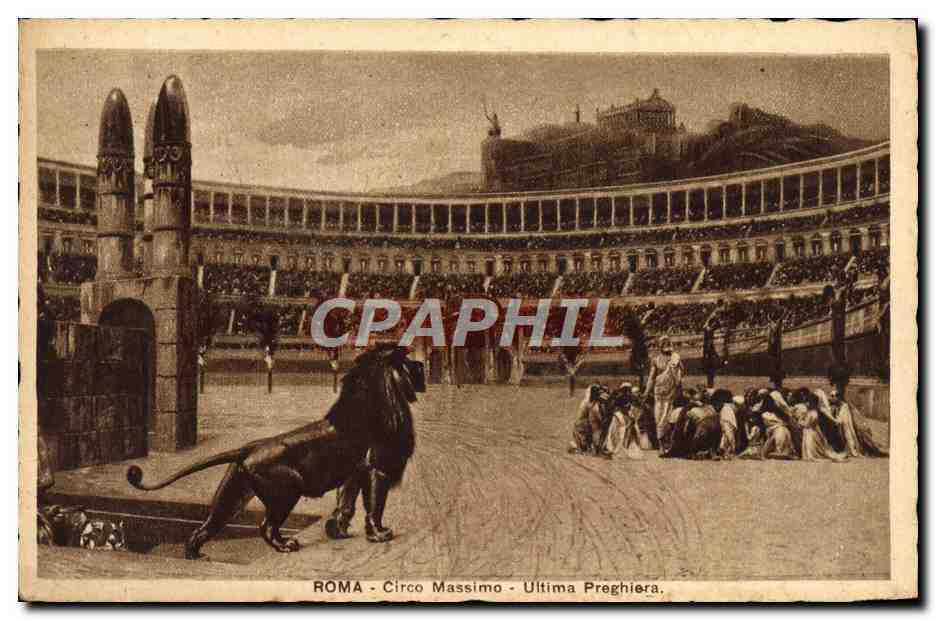 CPA Roma Circo Massimo Uitima Preghiera Lion