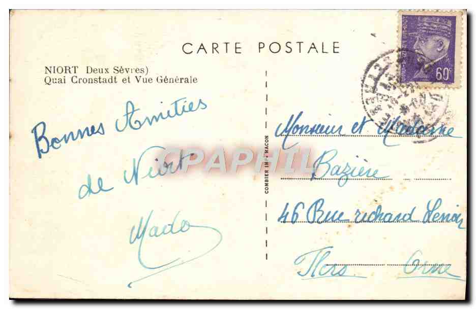 CPA Niort Quai Cronstadt Et Vue Generale — Rückseite