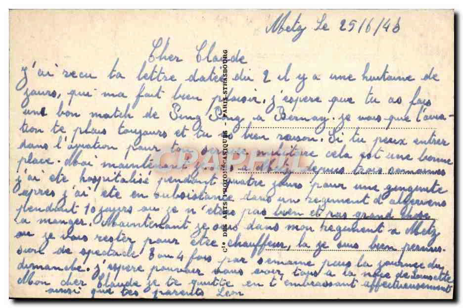 Metz — Place de la Comédie et le Théâtre — Carte postale — Rückseite
