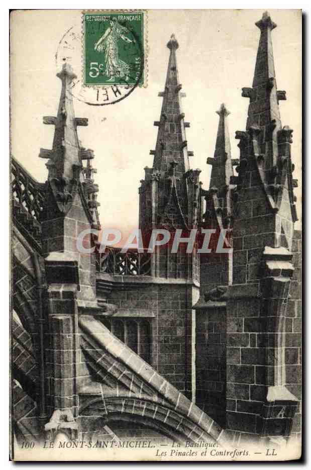 Le Mont-Saint-Michel — La Basilique. Les Pinacles et Contreforts — LL