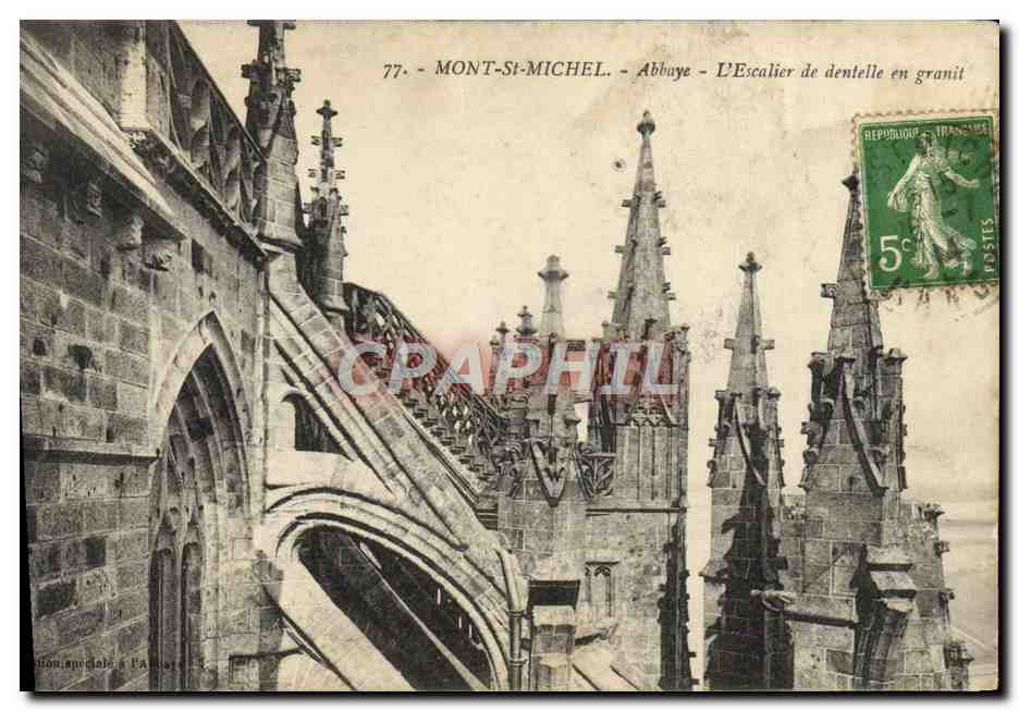 CPA Mont St Michel abbaye L'Escalier De Dentelle En Granit