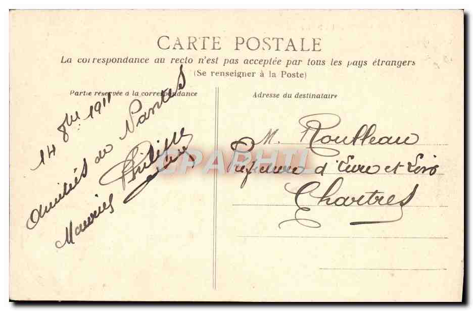 CPA Nantes La Prefecture — Verso