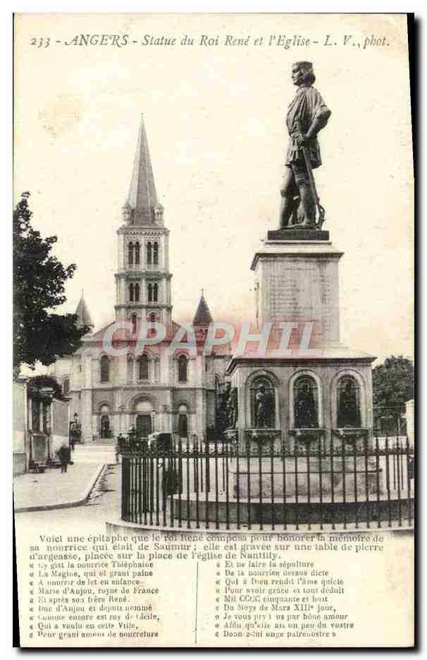 CPA Angers Statue Du Roi Rene Et l'Eglise