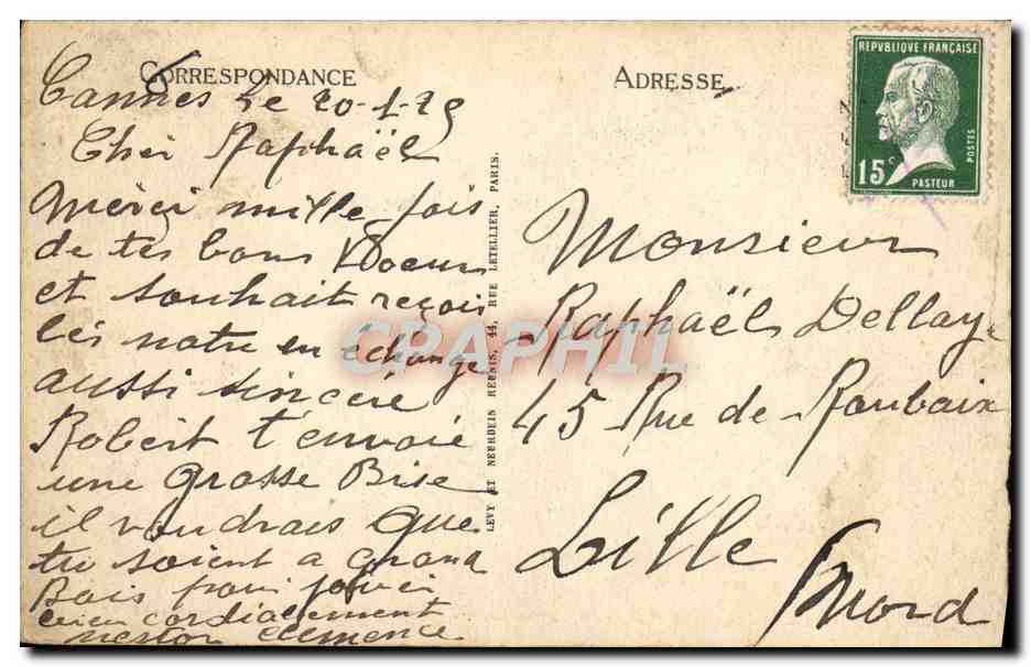 CPA Cannes Les Allees Et Le Mont Chevalier  — Rückseite