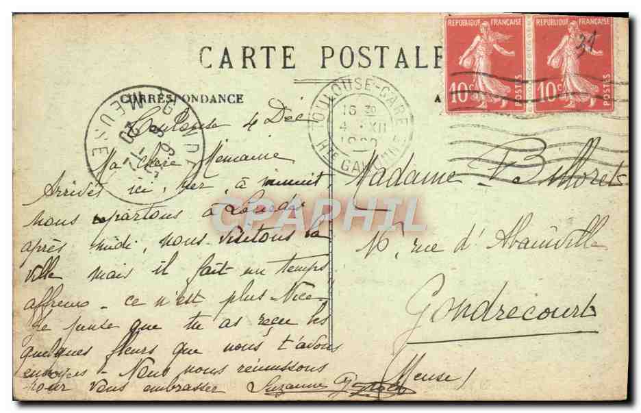 CPA Toulouse Vue Generale La Daurade La Dalbade Le Pont Neuf — Verso