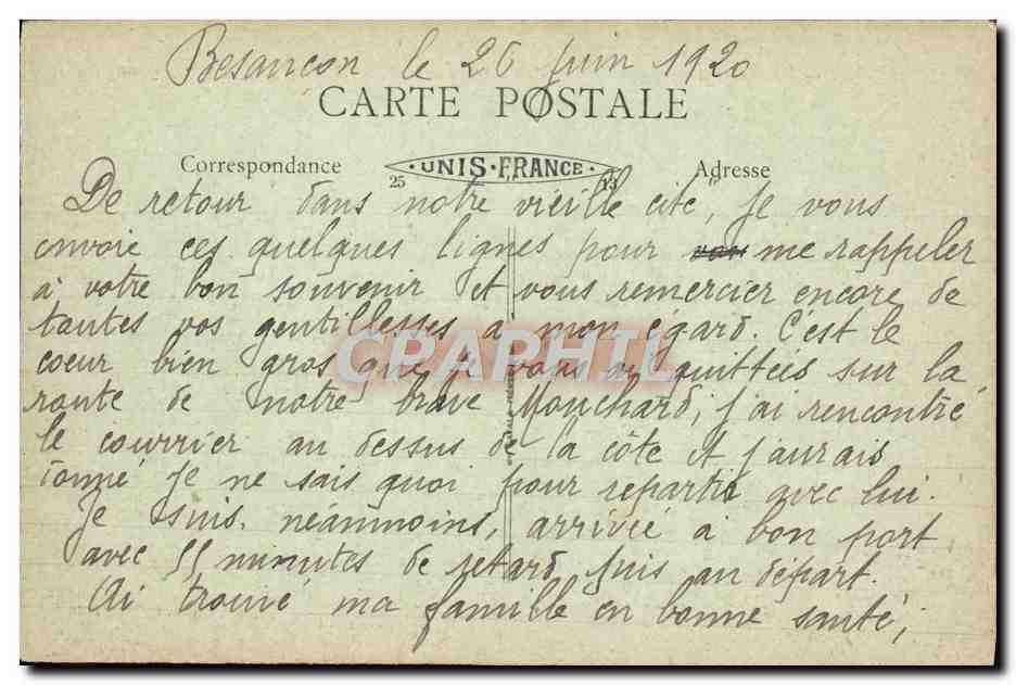CPA La Franche Comte Besancon Vue Generale Du Quartier Saint Jean Citadelle Chaudanne et Rosemont  — Rückseite