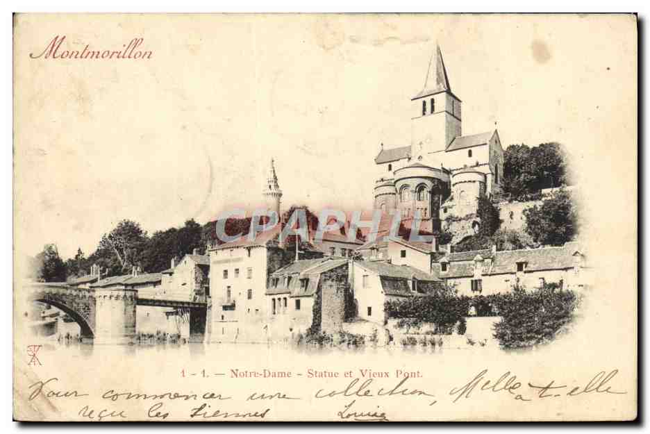 CPA Monmorillon Notre Dame Statue Et Vieux Pont