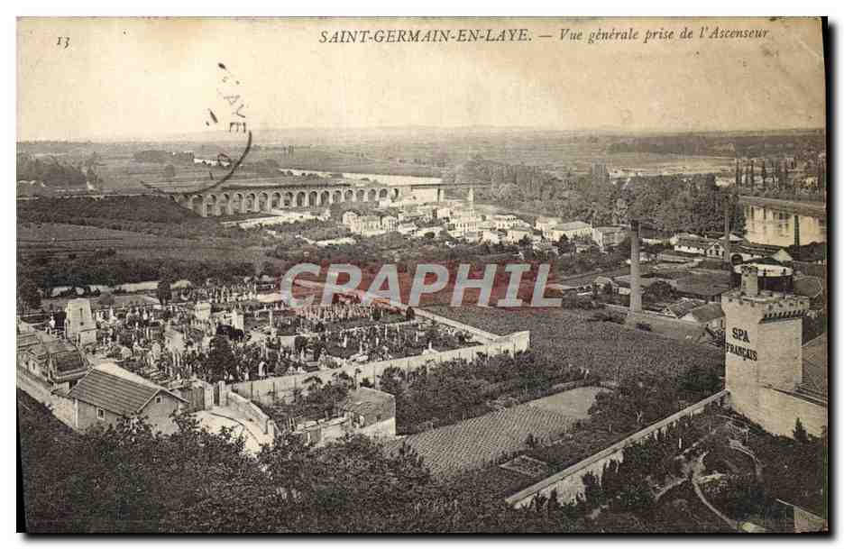 CPA Saint Germain En Laye Vue Generale Prise De l'Ascenseur Cimetiere 