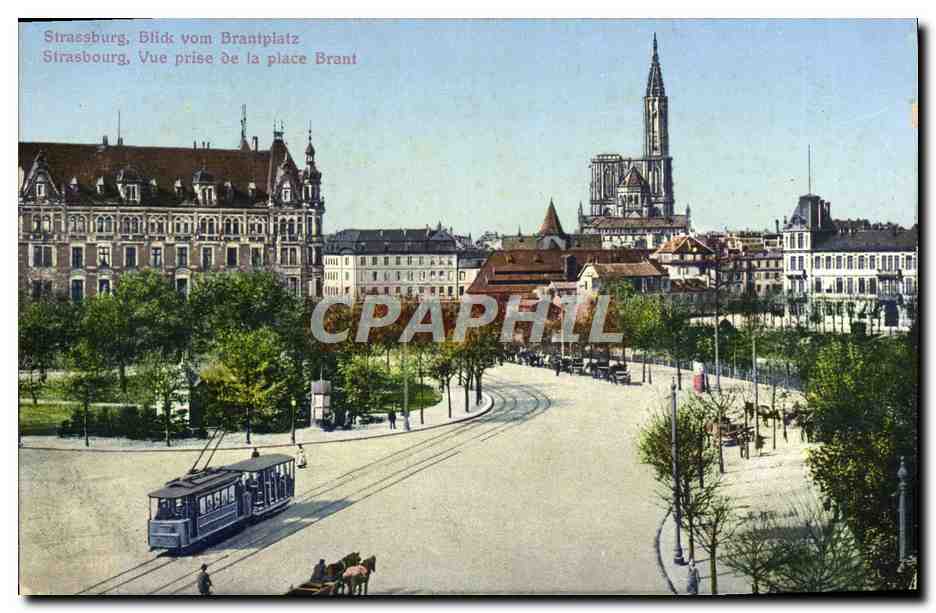 CPA Strassburg Blid Vom Braniplatz Strasbourg Vue Prise De La Place Brant Tramway